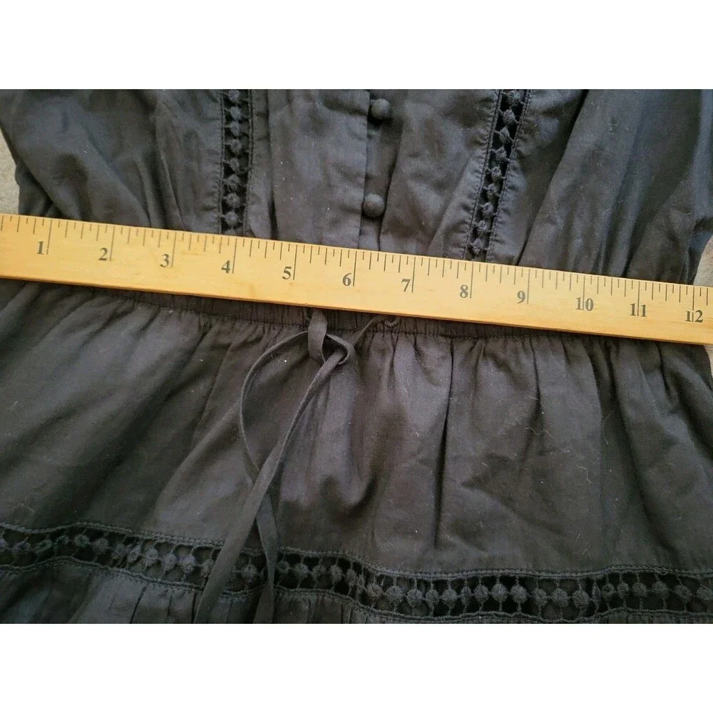 NWT J.Crew Pom-pom Midi in Black Cotton Voile Tiered Dress Size 0 $128 Worn Once